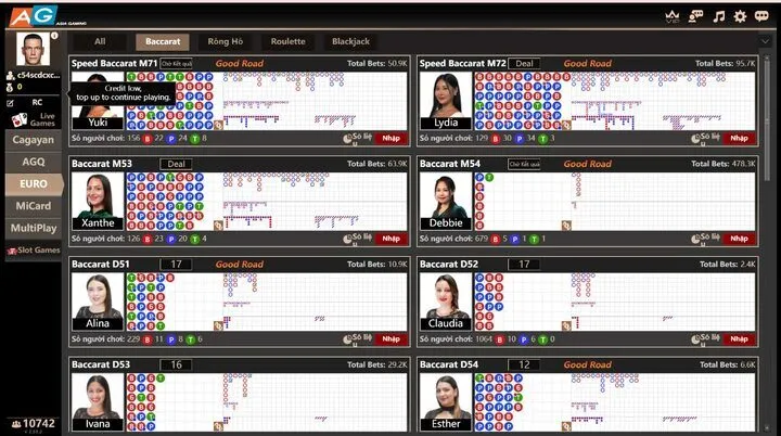 Hướng dẫn các bước chơi game tại AG Casino C54